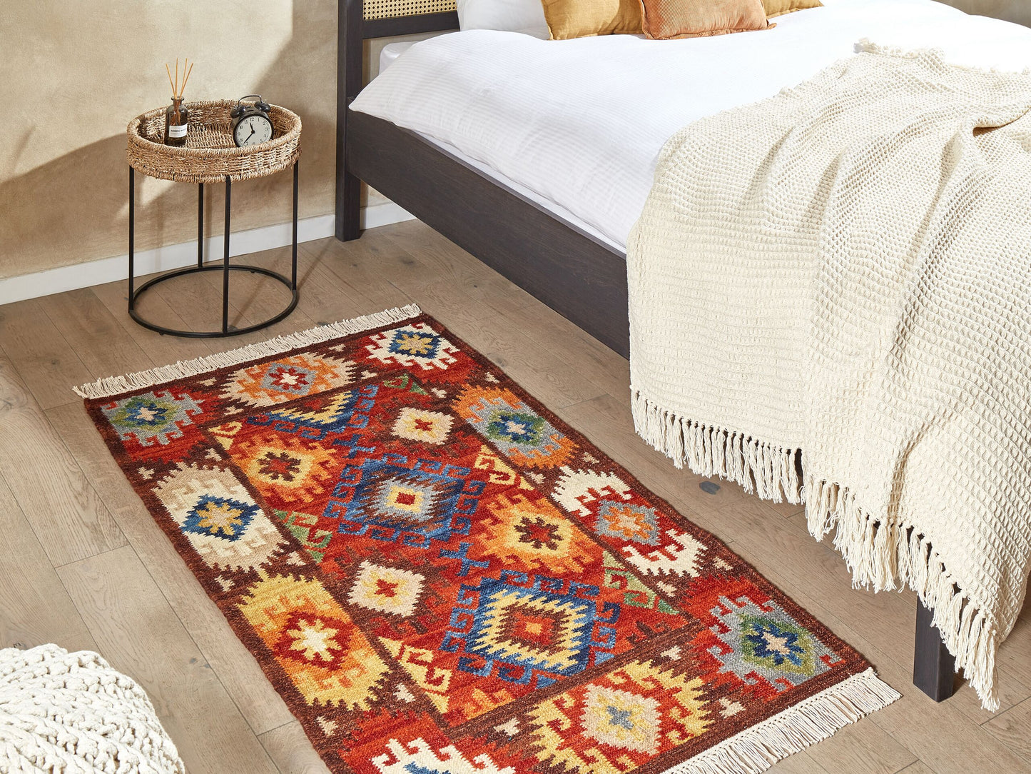 Kelim Teppich Wolle mehrfarbig 80 x 150 cm orientalisches Muster Kurzflor ZOVUNI