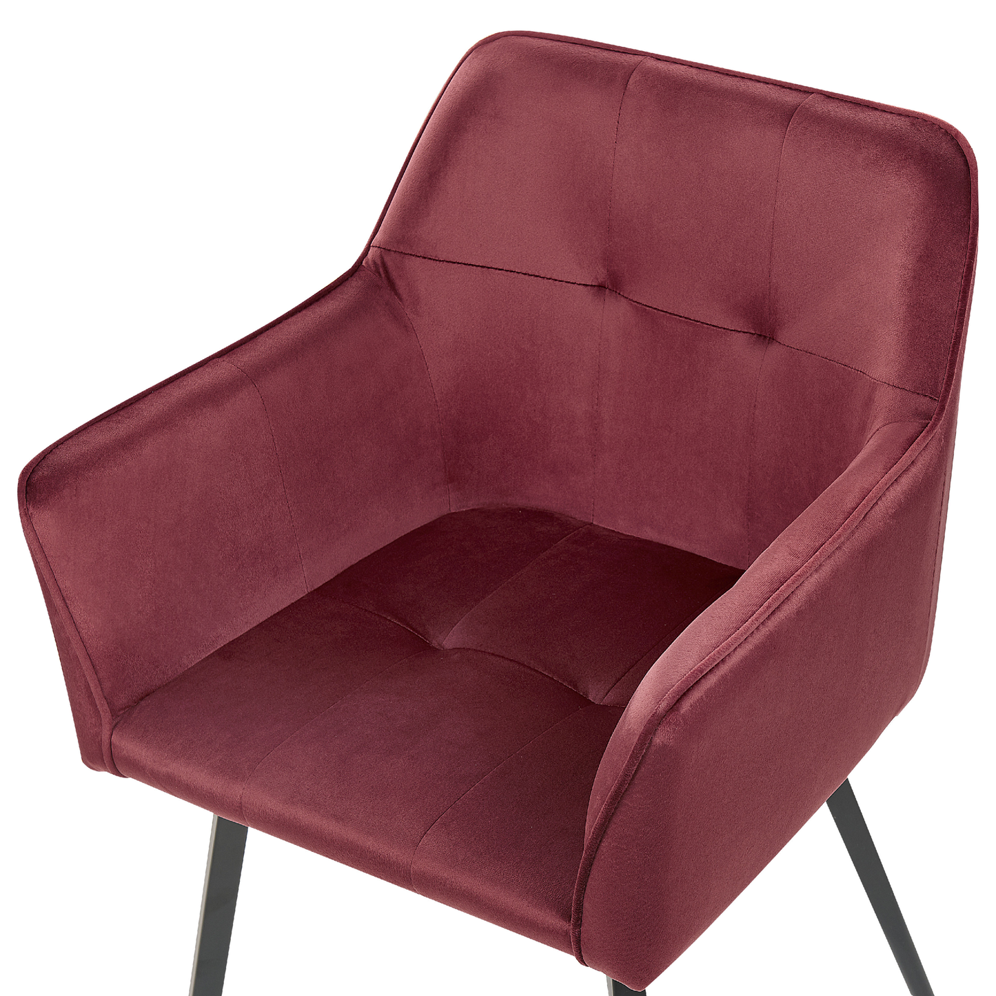 Esszimmerstuhl 2er Set Samtstoff Burgunderrot JASMIN