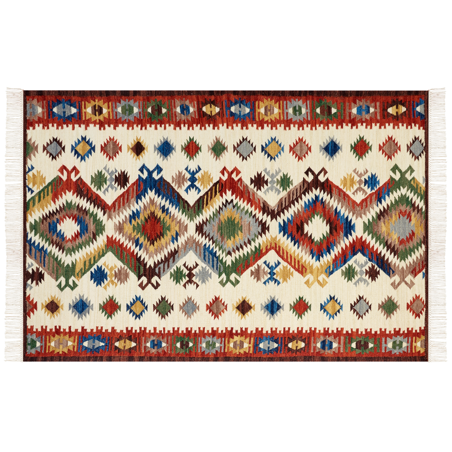 Kelim Teppich Wolle mehrfarbig 200 x 300 cm orientalisches Muster Kurzflor AREVIK