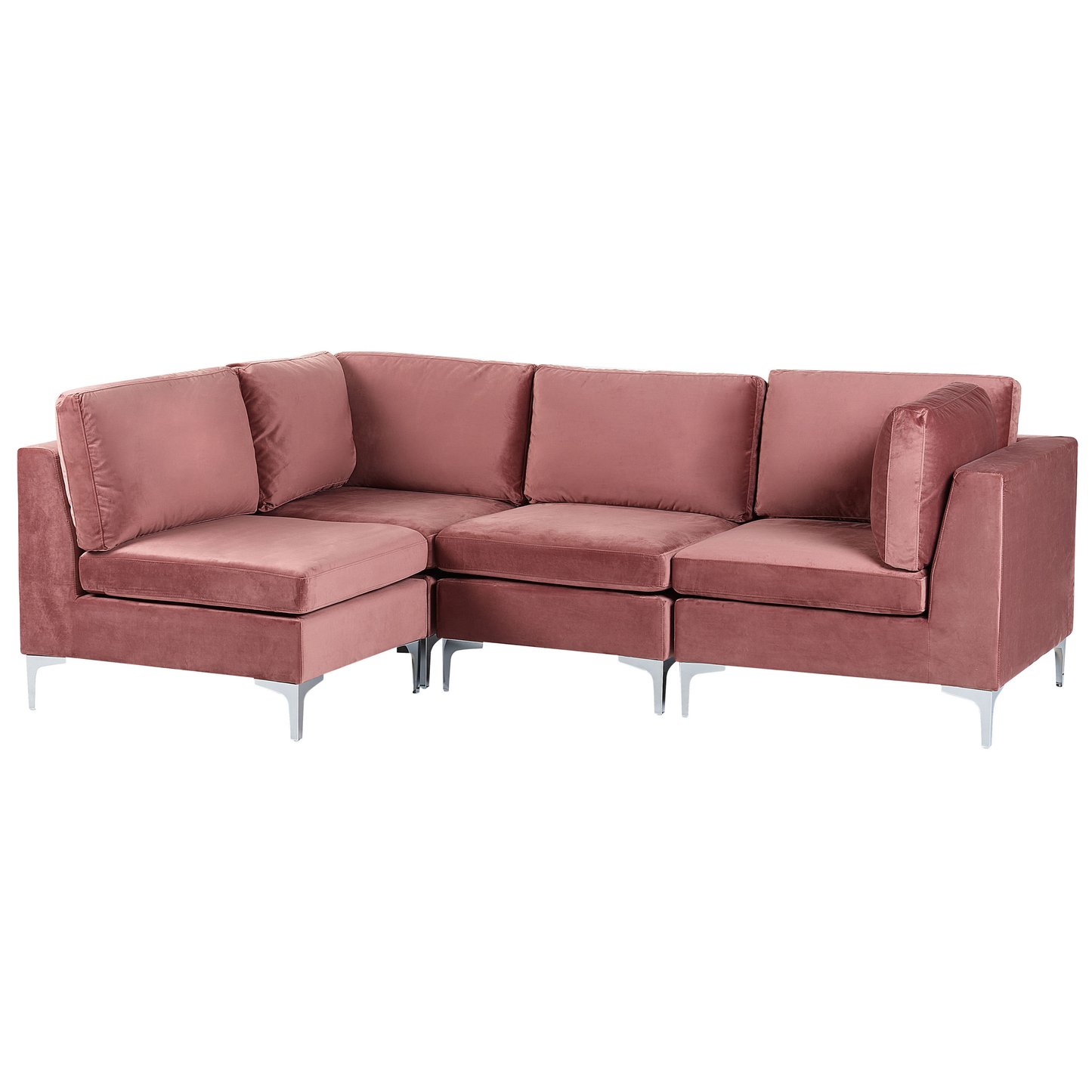 4-Sitzer Ecksofa Samtstoff rosa rechtsseitig EVJA