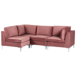 4-Sitzer Ecksofa Samtstoff rosa rechtsseitig EVJA