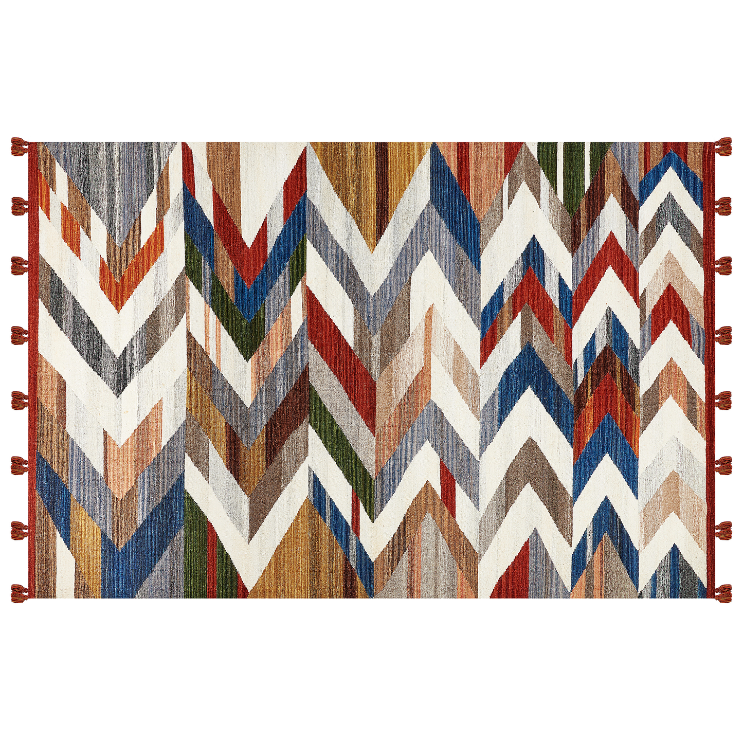 Kelim Teppich Wolle mehrfarbig 200 x 300 cm ZickZack Muster Kurzflor KANAKERAVAN