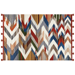 Kelim Teppich Wolle mehrfarbig 200 x 300 cm ZickZack Muster Kurzflor KANAKERAVAN