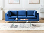 3-Sitzer Modulsofa Samtstoff marineblau mit Metallbeinen EVJA