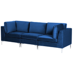 3-Sitzer Modulsofa Samtstoff marineblau mit Metallbeinen EVJA