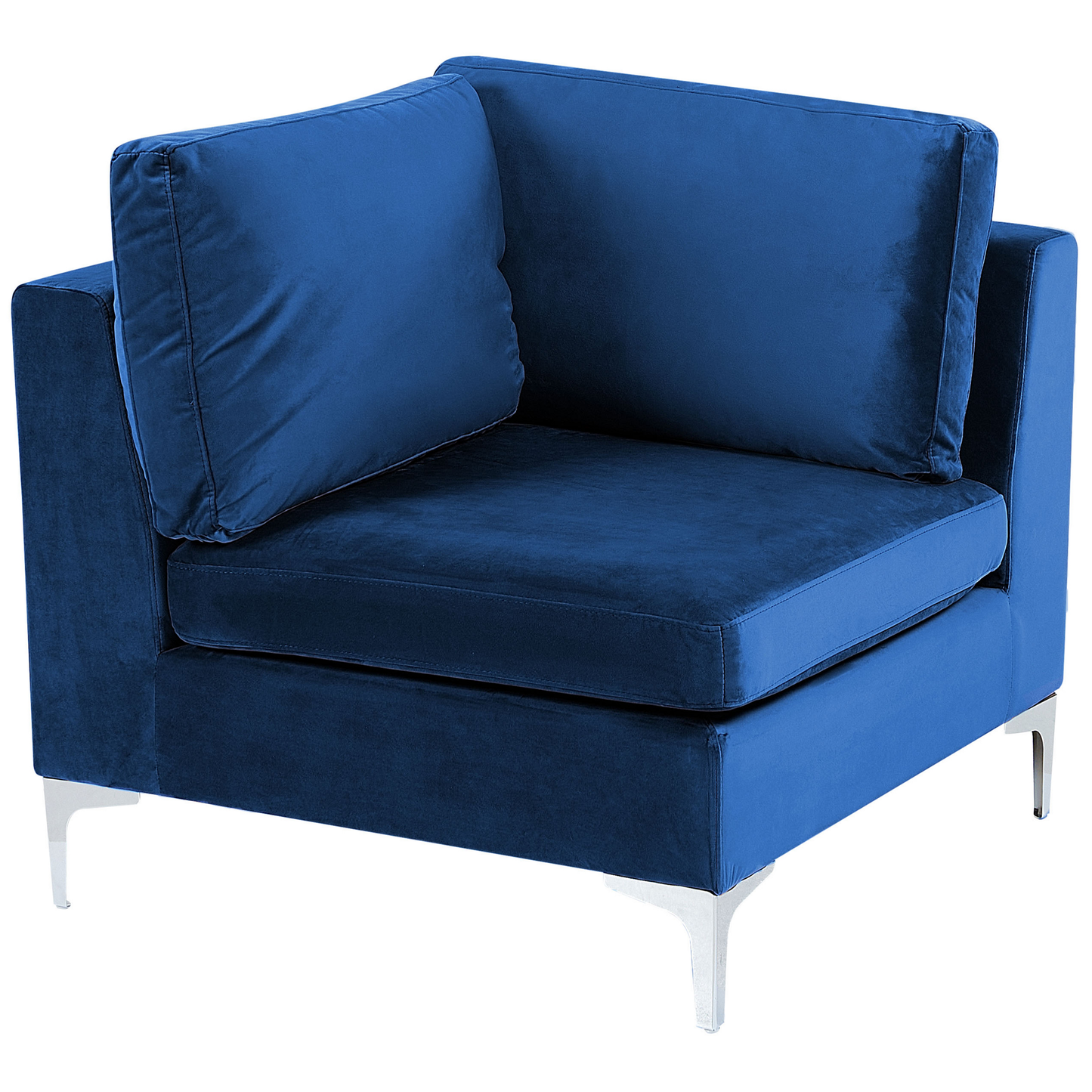 Wohnlandschaft U-förmig Samtstoff marineblau mit Ottomane 6-Sitzer EVJA