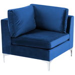Wohnlandschaft U-förmig Samtstoff marineblau mit Ottomane 6-Sitzer EVJA