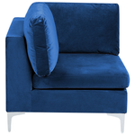 Wohnlandschaft U-förmig Samtstoff marineblau mit Ottomane 6-Sitzer EVJA