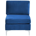 Wohnlandschaft U-förmig Samtstoff marineblau mit Ottomane 6-Sitzer EVJA