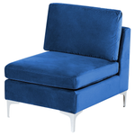 Wohnlandschaft U-förmig Samtstoff marineblau mit Ottomane 6-Sitzer EVJA