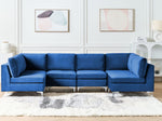 Wohnlandschaft U-förmig Samtstoff marineblau 6-Sitzer EVJA