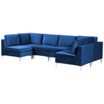Wohnlandschaft U-förmig Samtstoff marineblau 6-Sitzer EVJA