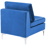 Wohnlandschaft U-förmig Samtstoff marineblau 6-Sitzer EVJA