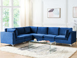 6-Sitzer Ecksofa Samtstoff marineblau rechtsseitig EVJA