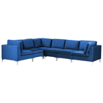 6-Sitzer Ecksofa Samtstoff marineblau rechtsseitig EVJA