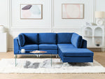 4-Sitzer Ecksofa Samtstoff marineblau linksseitig mit Ottomane EVJA