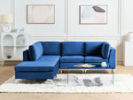 4-Sitzer Ecksofa Samtstoff marineblau rechtsseitig mit Ottomane EVJA