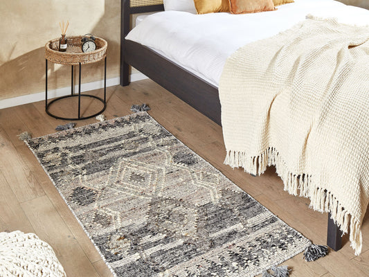 Kelim Teppich Wolle mehrfarbig 80 x 150 cm geometrisches Muster Kurzflor ARATASHEN