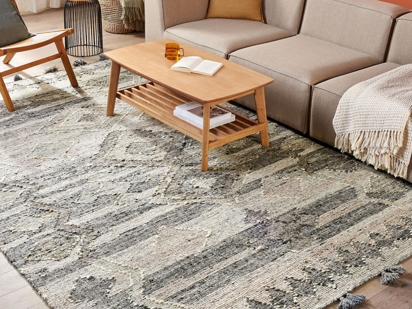 Kelim Teppich Wolle mehrfarbig 200 x 300 cm geometrisches Muster Kurzflor ARATASHEN