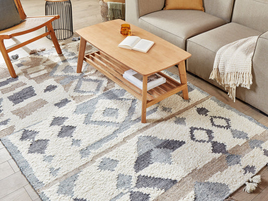 Kelim Teppich Wolle mehrfarbig 160 x 230 cm geometrisches Muster Kurzflor MRGAVET