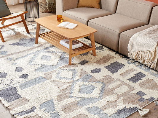 Kelim Teppich Wolle mehrfarbig 200 x 300 cm geometrisches Muster Kurzflor MRGAVET