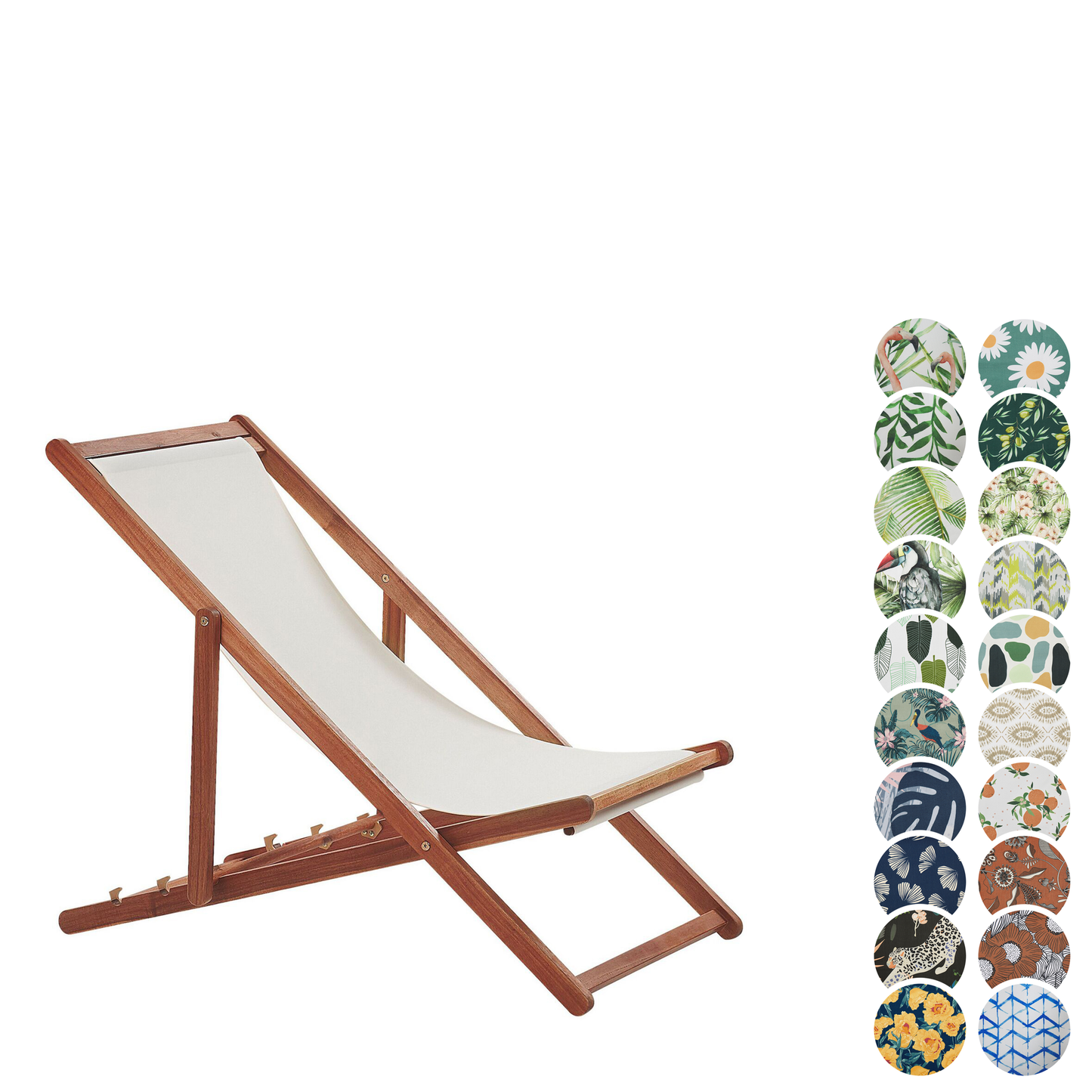 Liegestuhl Akazienholz dunkelbraun mit 2 Ersatzstoffbezügen (mehrere Varianten zur Auswahl) ANZIO