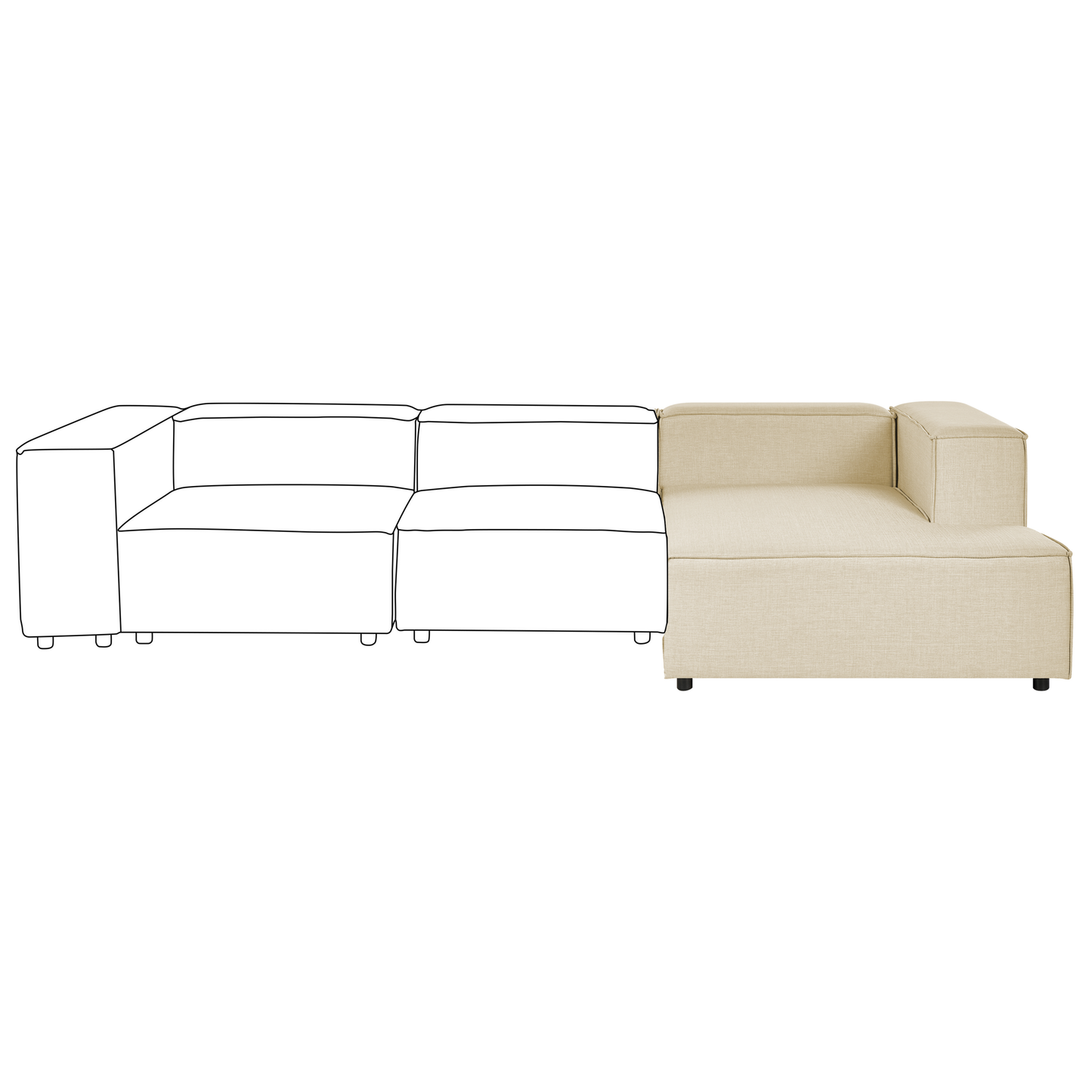 Chaiselongue Leinen beige linksseitig APRICA