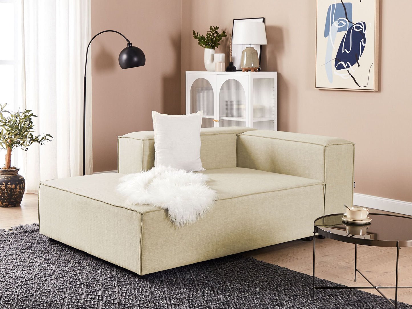Chaiselongue Leinen beige rechtsseitig APRICA