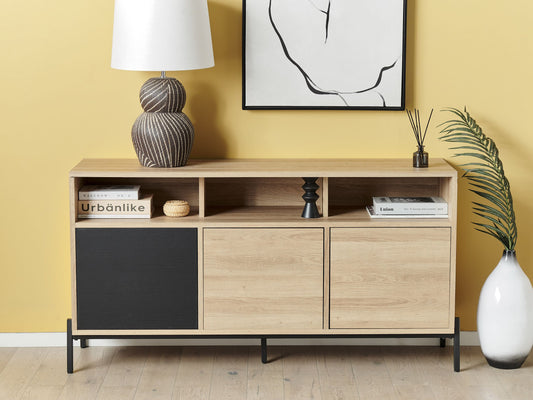 Schrank MOINES 76 cm Holzoptik Braun / Schwarz