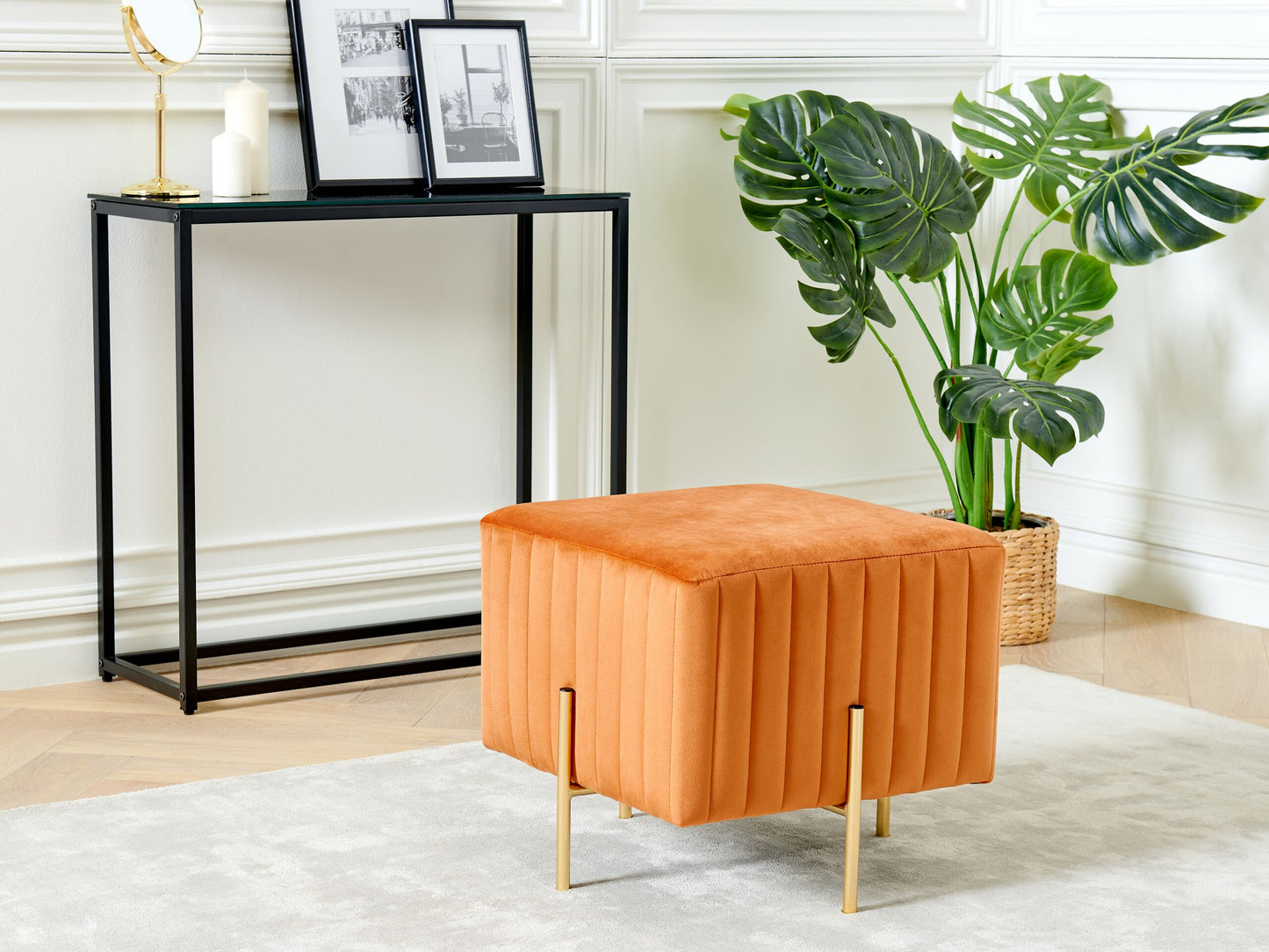 Pouf orange Samtstoff 45 x 45 cm DAYTON