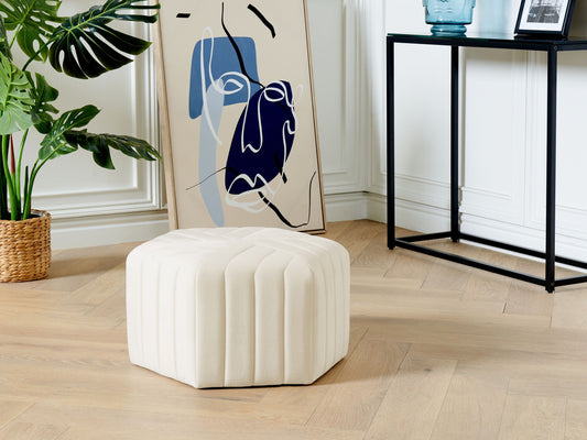 Pouf Samtstoff cream sechseckig ⌀ 53 cm MURIETTA
