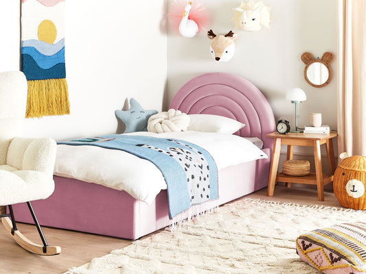 Kinderbett mit Stauraum Samtstoff ANET 90 x 200 cm Rosa