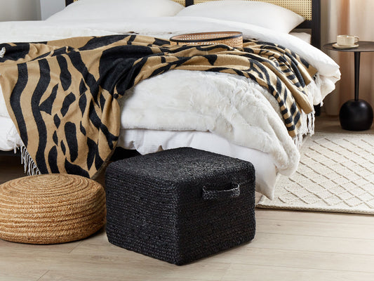 Pouf Jute schwarz 45 x 45 x 30 cm DHADAR