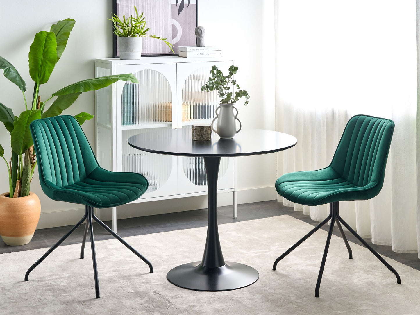 Esszimmerstuhl 2er Set NAVASOTA Samtstoff Smaragdgrün