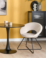 Esszimmerstuhl RACHEL Samtstoff Cremeweiss