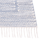 Teppich Baumwolle blau / cremeweiss 80 x 150 cm geometrisches Muster Kurzflor ANSAR