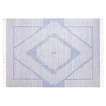 Teppich Baumwolle blau / cremeweiss 140 x 200 cm geometrisches Muster Kurzflor ANSAR