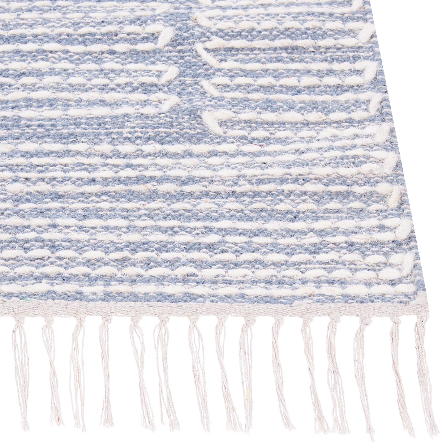 Teppich Baumwolle blau / cremeweiss 160 x 230 cm geometrisches Muster Kurzflor ANSAR