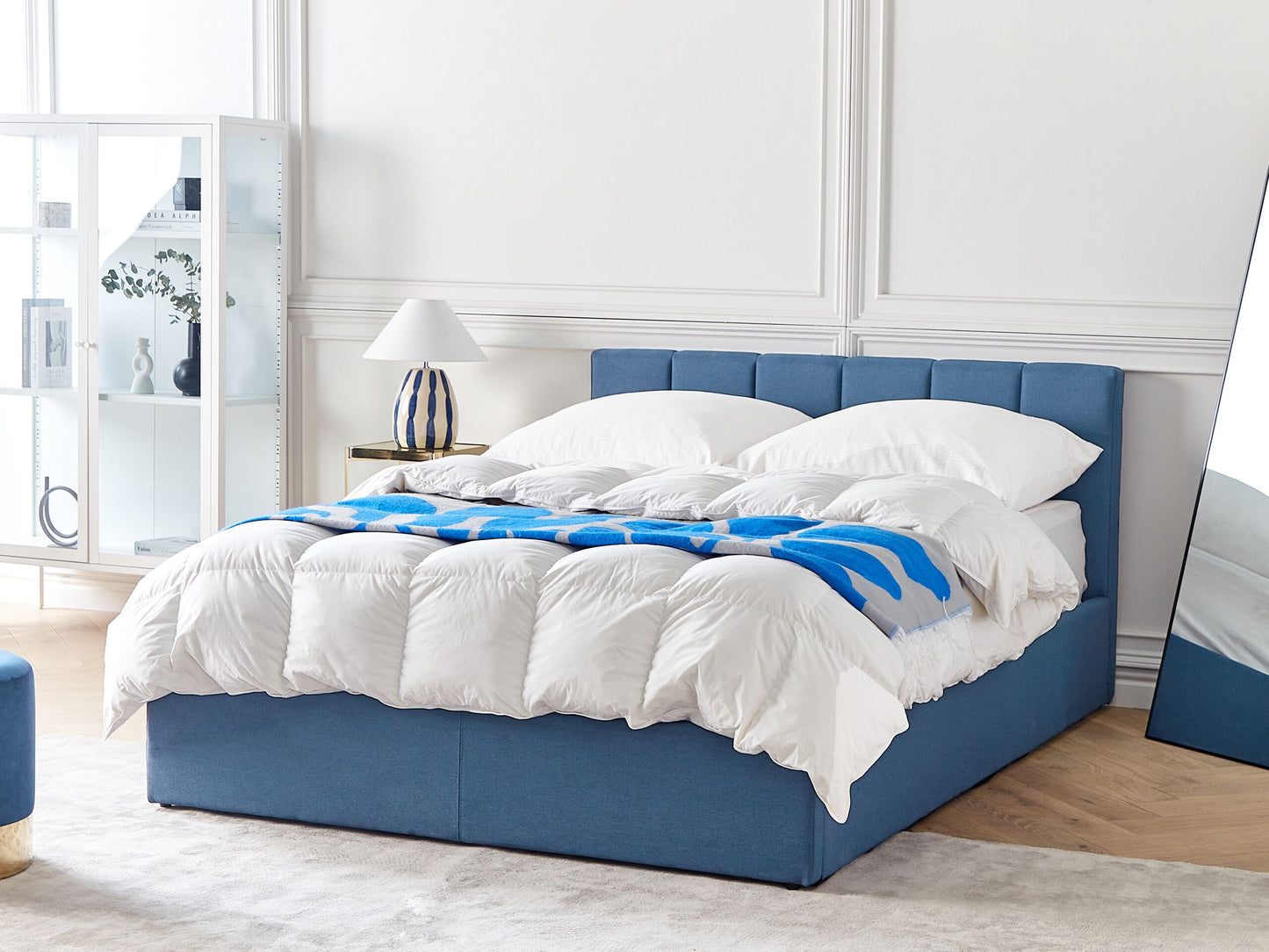 Bett mit Stauraum Stoff DREUX 140 x 200 cm Blau