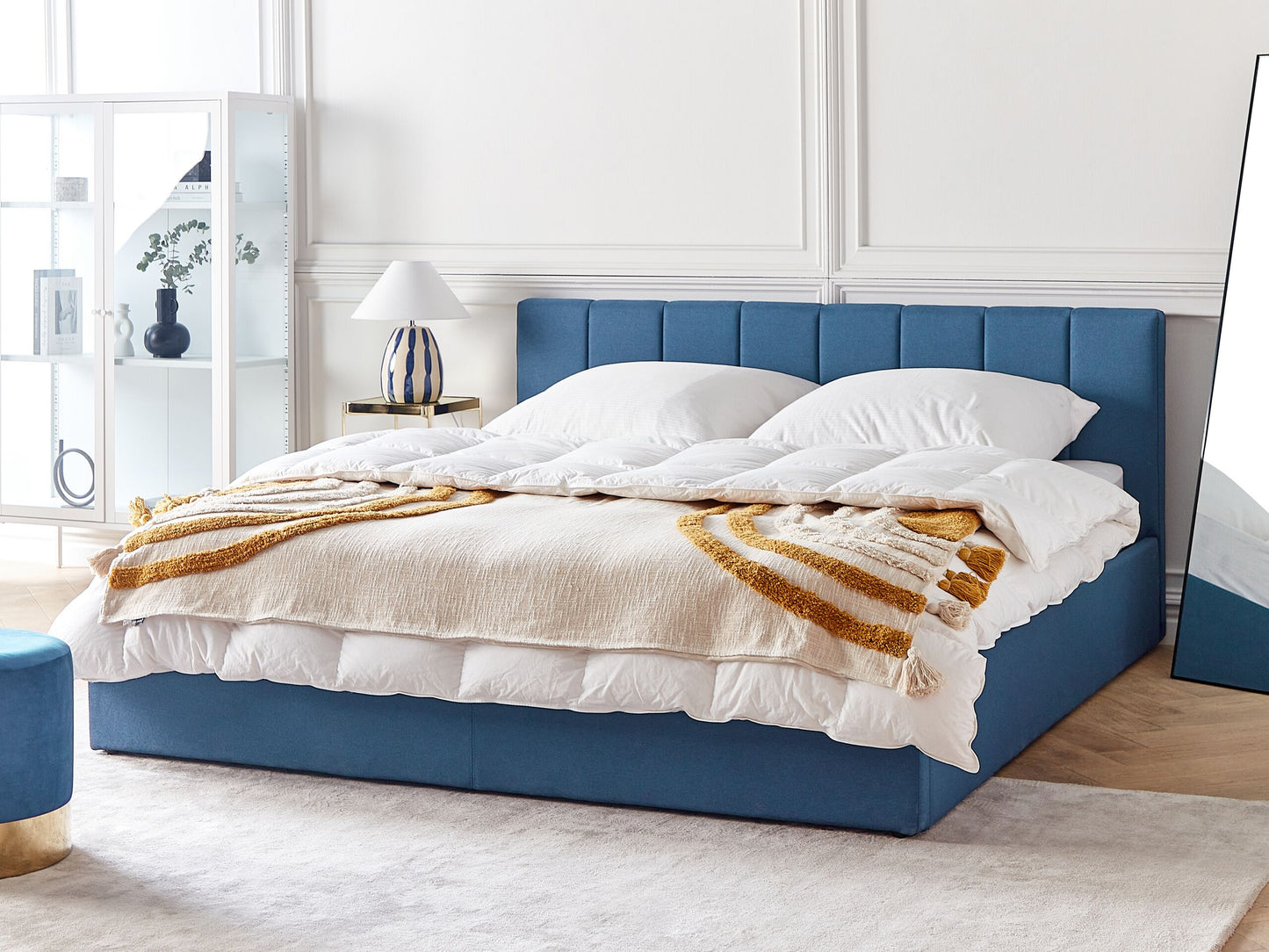Bett mit Stauraum Stoff DREUX 180 x 200 cm Blau
