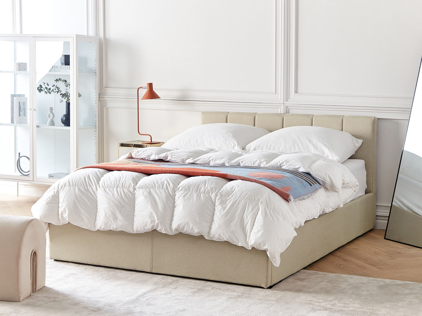 Bett mit Stauraum Stoff DREUX 140 x 200 cm Beige