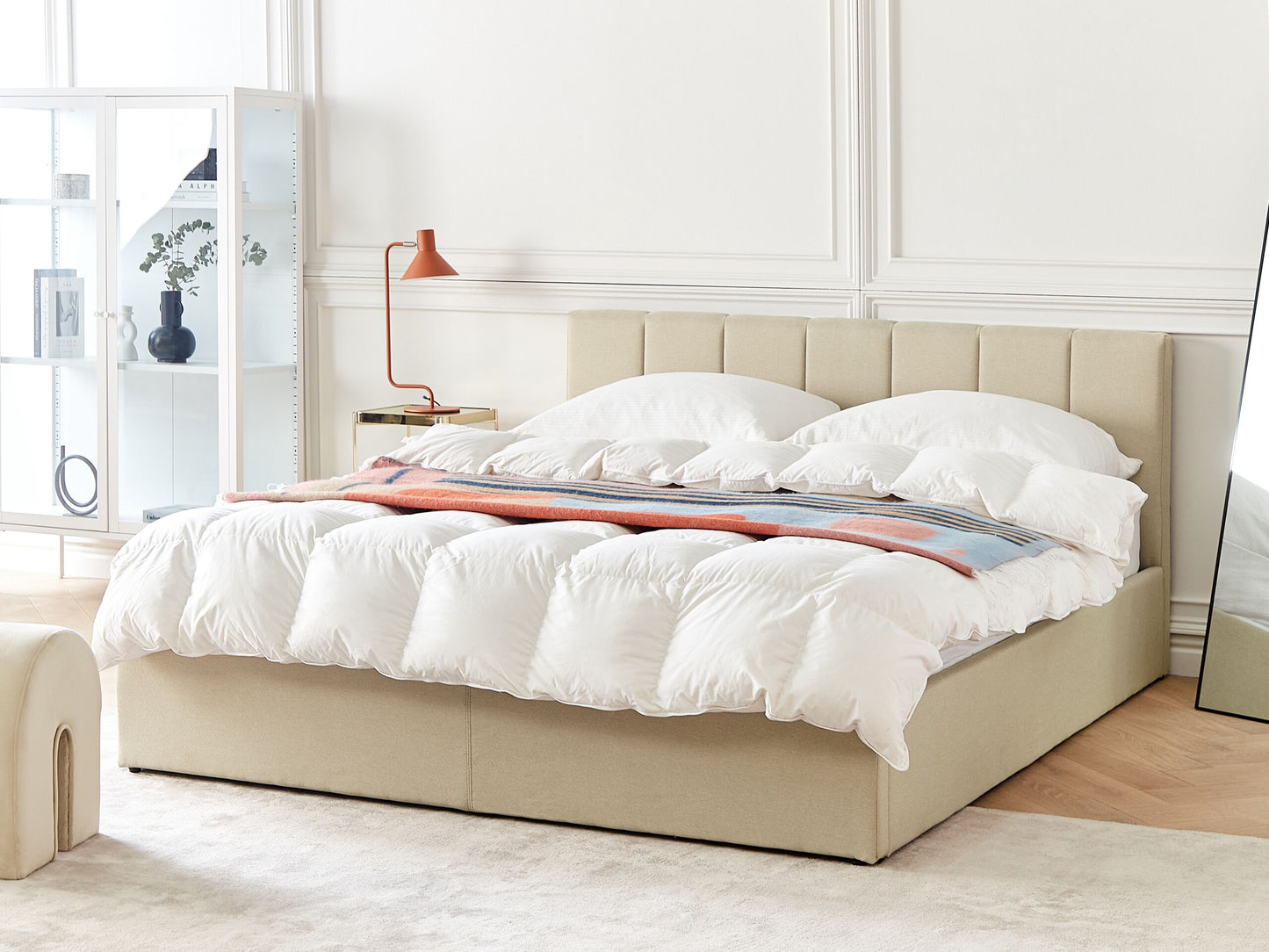 Bett mit Stauraum Stoff DREUX 160 x 200 cm Beige