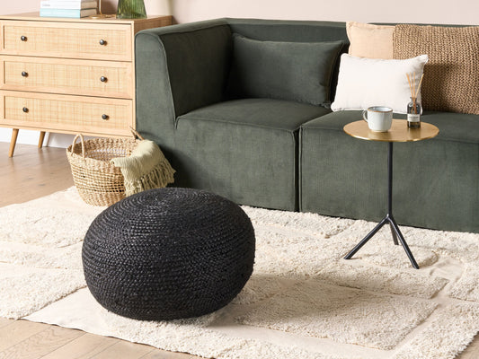 Pouf Jute schwarz ⌀ 45 cm DUKKI