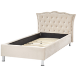 Bett Samtstoff beige Lattenrost 90 x 200 cm METZ