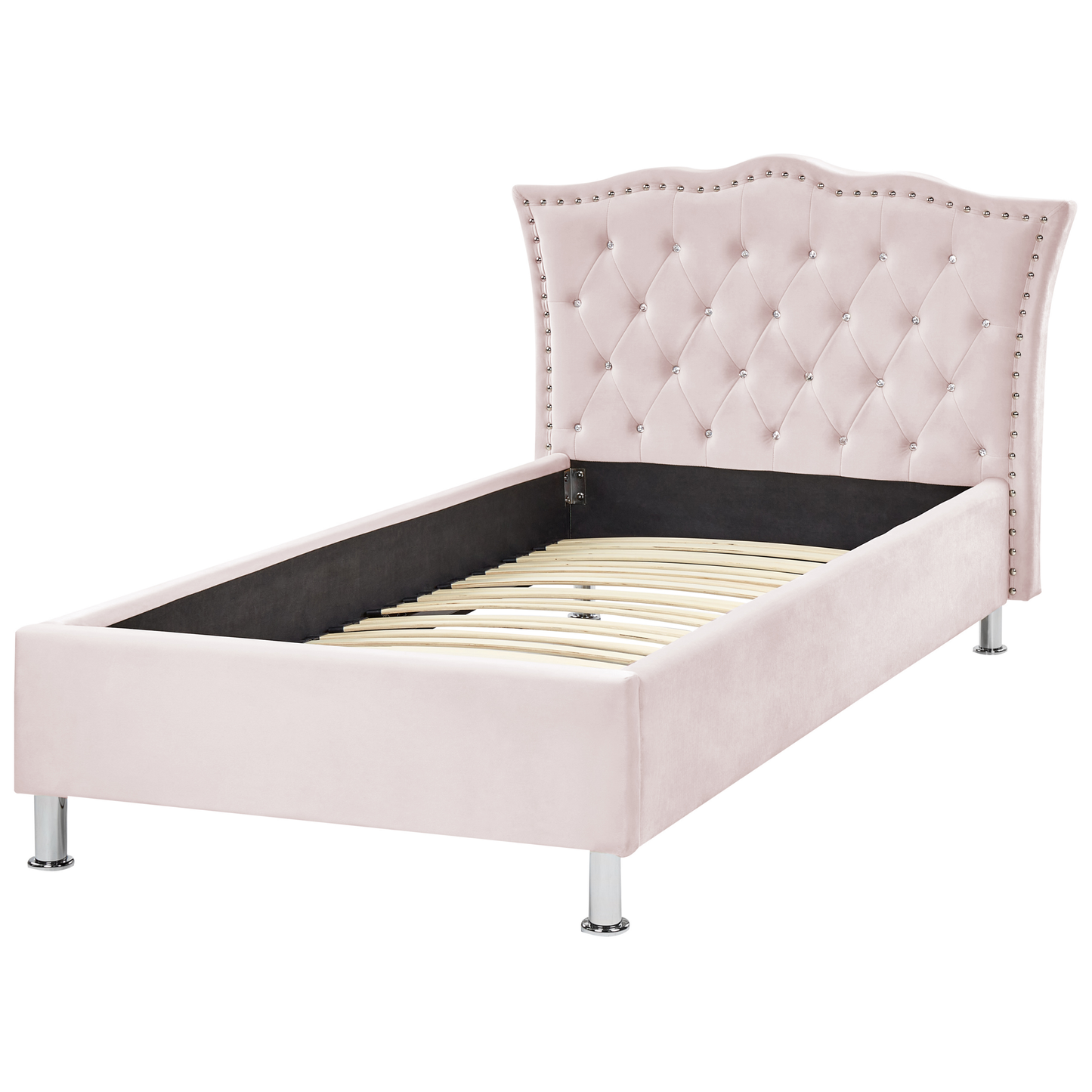 Bett Samtstoff pastellrosa Lattenrost 90 x 200 cm METZ