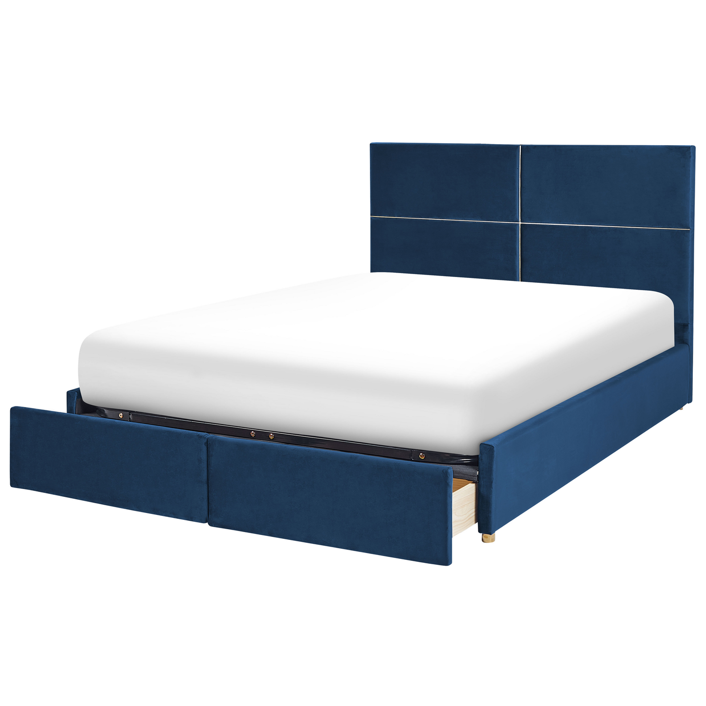 Bett mit Stauraum Samtstoff VERNOYES 180 x 200 cm Marineblau