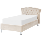 Bett mit Stauraum Samtstoff METZ 90 x 200 cm Beige