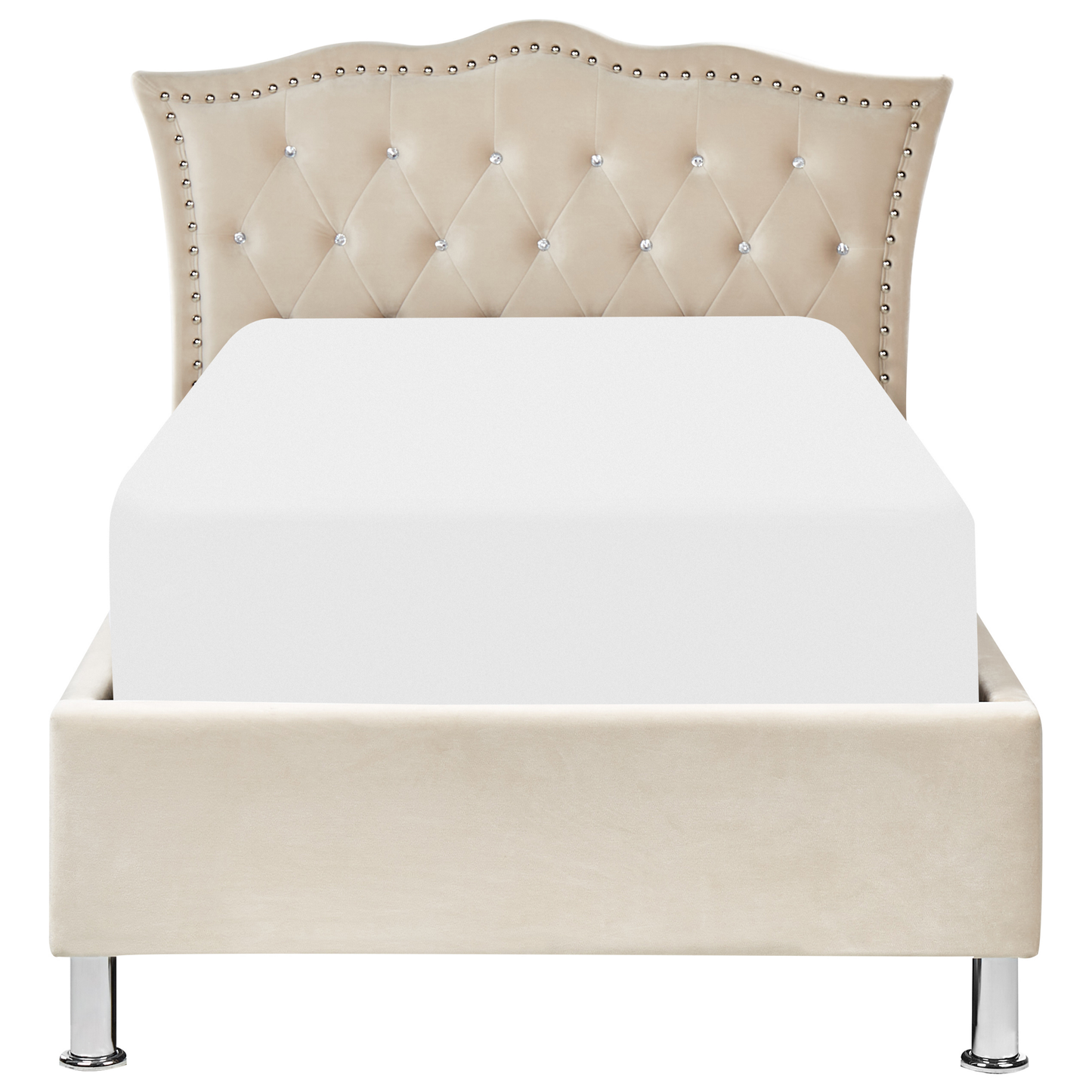 Bett mit Stauraum Samtstoff METZ 90 x 200 cm Beige