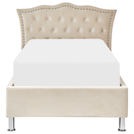 Bett mit Stauraum Samtstoff METZ 90 x 200 cm Beige