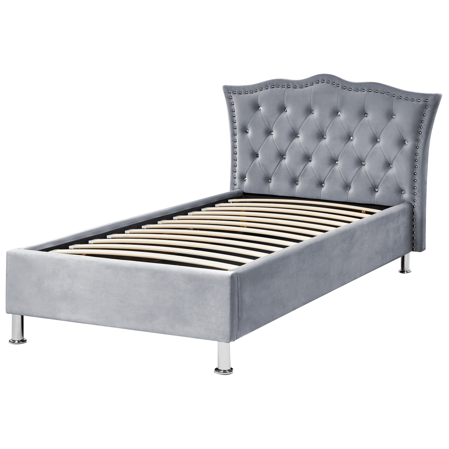 Bett mit Stauraum Samtstoff METZ 90 x 200 cm Grau